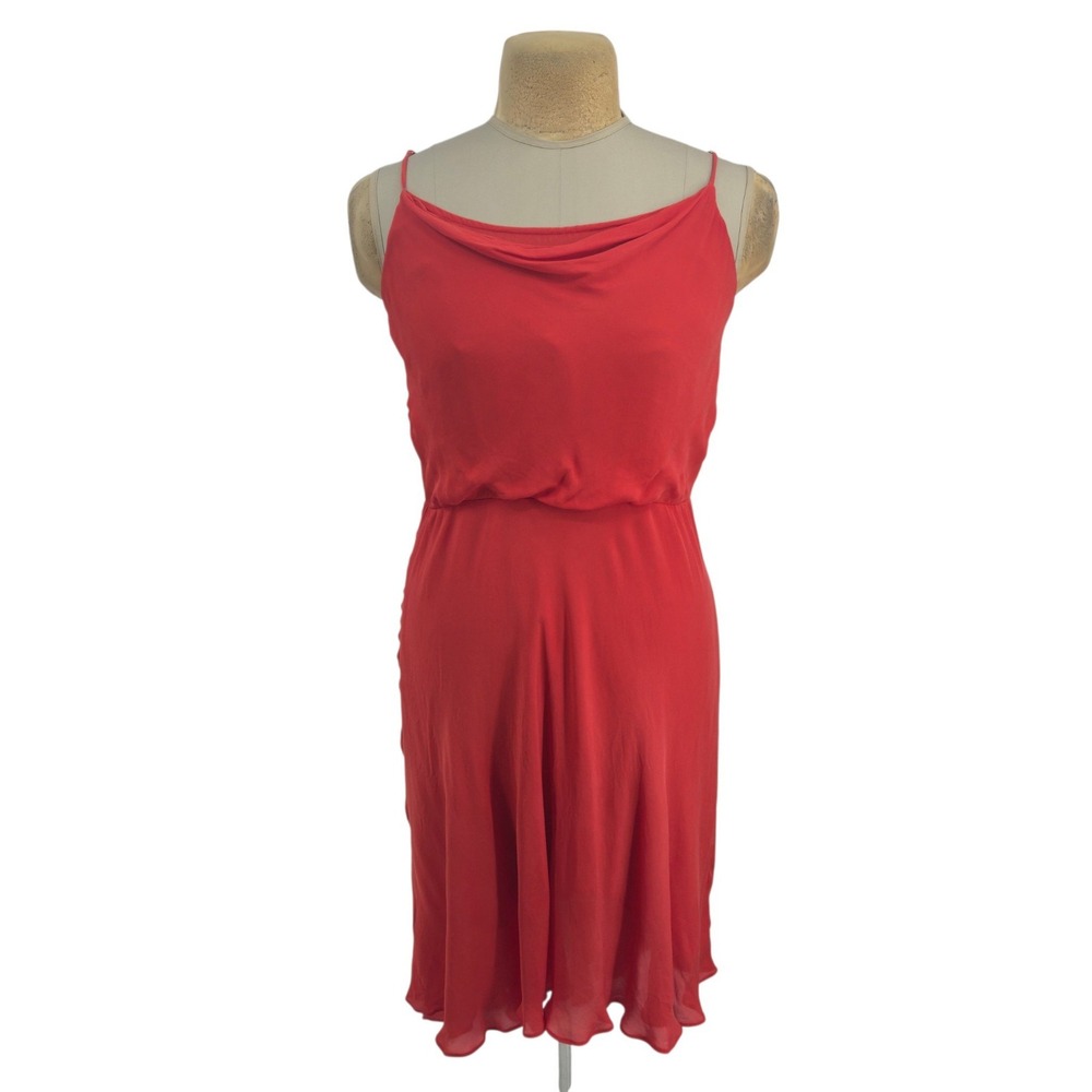 Haute Hippie Silk Cowl Neck Dress Women M Red Sleeveless Cocktail Party Elegant